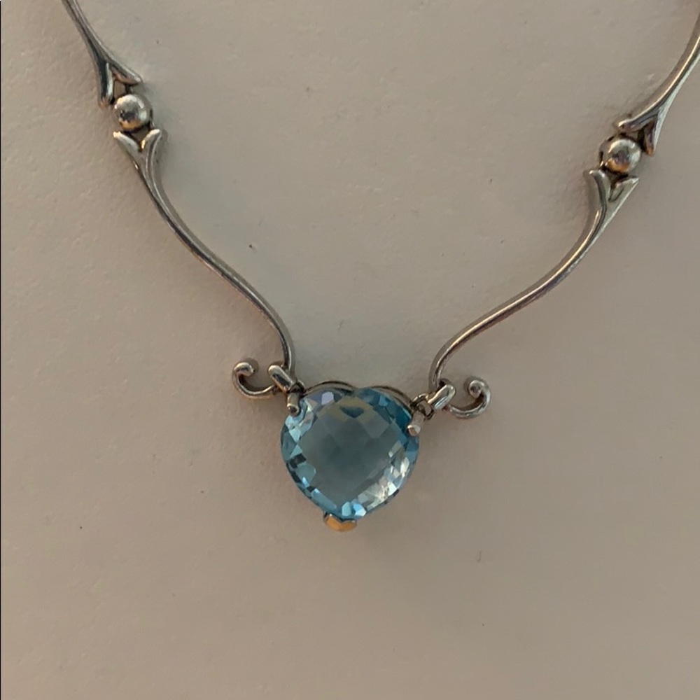 Silver Necklace with Fantasy Cut Blue Stone